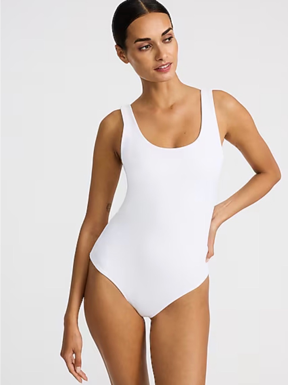 Express Body Contour High Compression Scoop Neck Bodysuit Large White Tank Top